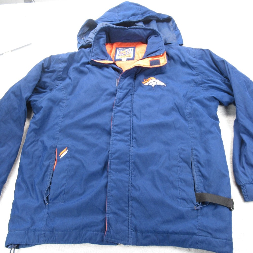 Denver Broncos Jacket Men XL GIII & Carl Banks Blue Hooded Full Zip Winter VTG